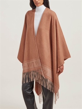 Mulberry Logo Lambswool Cape Teak-Maple